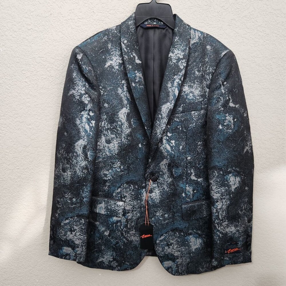 Egara Jacket Mens Blazer Jacket 38R Slim Fit Shawl Collar Metallic Pattern
